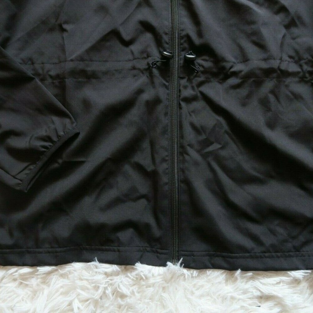 ADIDAS Women Full Zip Hoodie Windbreaker Lightweight Jacket 3 Stripe -Black - Picture 3 of 7